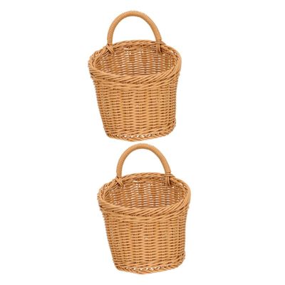 PRETYZOOM 2pcs Woven Wall Basket for Kitchen Storage Hanging Garlic Organizer Breathable Decorative Basket for Fruits Vegetables and Seasonings for Home and Restaurant Use