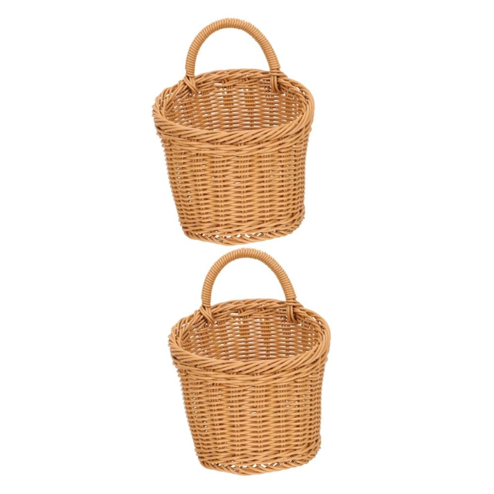 PRETYZOOM 2pcs Woven Wall Basket for Kitchen Storage Hanging Garlic Organizer Breathable Decorative Basket for Fruits Vegetables and Seasonings for Home and Restaurant Use
