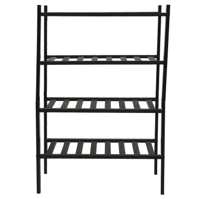 MOTUZP Shoe Rack Bamboo Shoe Rack Stackable Shoe Shelf Storage Organizer Stackable Shoes Rack Shelf for Entryway Door Hallway Bedroom Garage Space Saving Foldable(Black Four Layers)