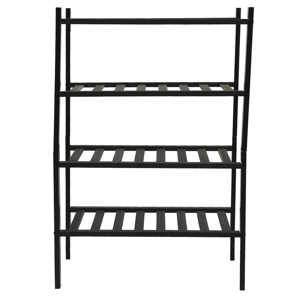 MOTUZP Shoe Rack Bamboo Shoe Rack Stackable Shoe Shelf Storage Organizer Stackable Shoes Rack Shelf for Entryway Door Hallway Bedroom Garage Space Saving Foldable(Black Four Layers)