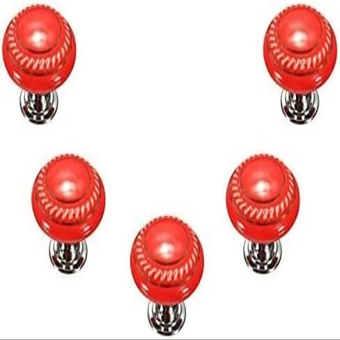 SwePer Cupboard Handles 5pcs Red Ceramic Knobs - Hand-Painted Round Handmade Single-Hole Kitchen Cupboard & Drawer Knobs - Cabinet Pulls/Handle Handle (Color : Red)