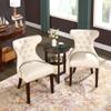 JESONVID Upholstered Modern Dining Chairs Set of 2, High-end Button-Tufted Leather Dining Room Chairs with Nailhead Trim, Solid Wood Legs Table Side Chair for Home, Ivory MJRWT view 2
