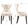 JESONVID Upholstered Modern Dining Chairs Set of 2, High-end Button-Tufted Leather Dining Room Chairs with Nailhead Trim, Solid Wood Legs Table Side Chair for Home, Ivory MJRWT view 3