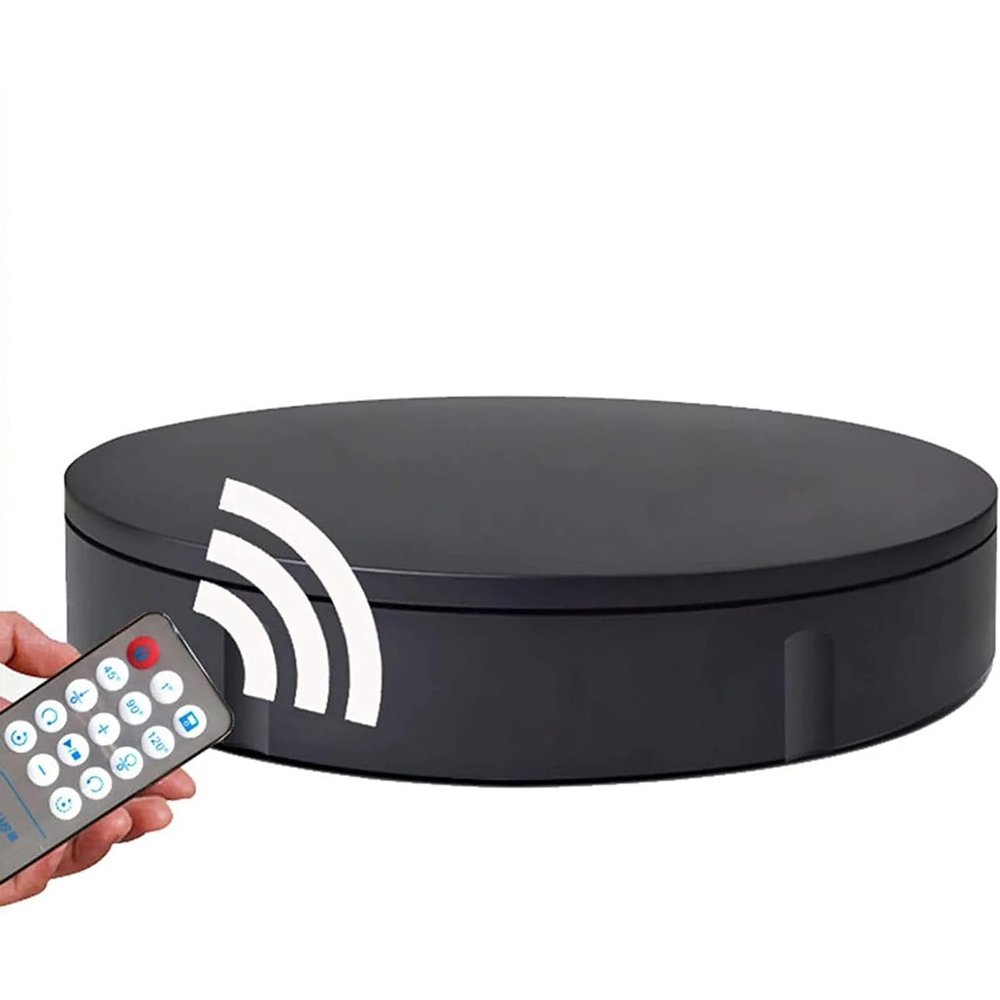 AmNooL 360 Degree Electric Rotating Turntable Display Stand, 30cm 150kg/330lb Capacity, for Photography Video Shooting Props Jewelry Display Turntable with Remote (Color : Black)
