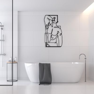 Men Metal Wall Decor, Naked Body Men Line Art, Minimalist Line Art, Body Metal Wall Decor for Living Room, Bedroom, Bathroom (Black, 105x61cm/41.3x23.9inch)