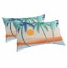 Summer Boho Standard Pillow Cases Set of 2, Soft Breathable Pillow Covers with Envelope Closure Decorative Pillow Shams for Bed Sofa Couch Chair Beach Coconut Tree Sun Rustic Geometric 20"x26" view 1