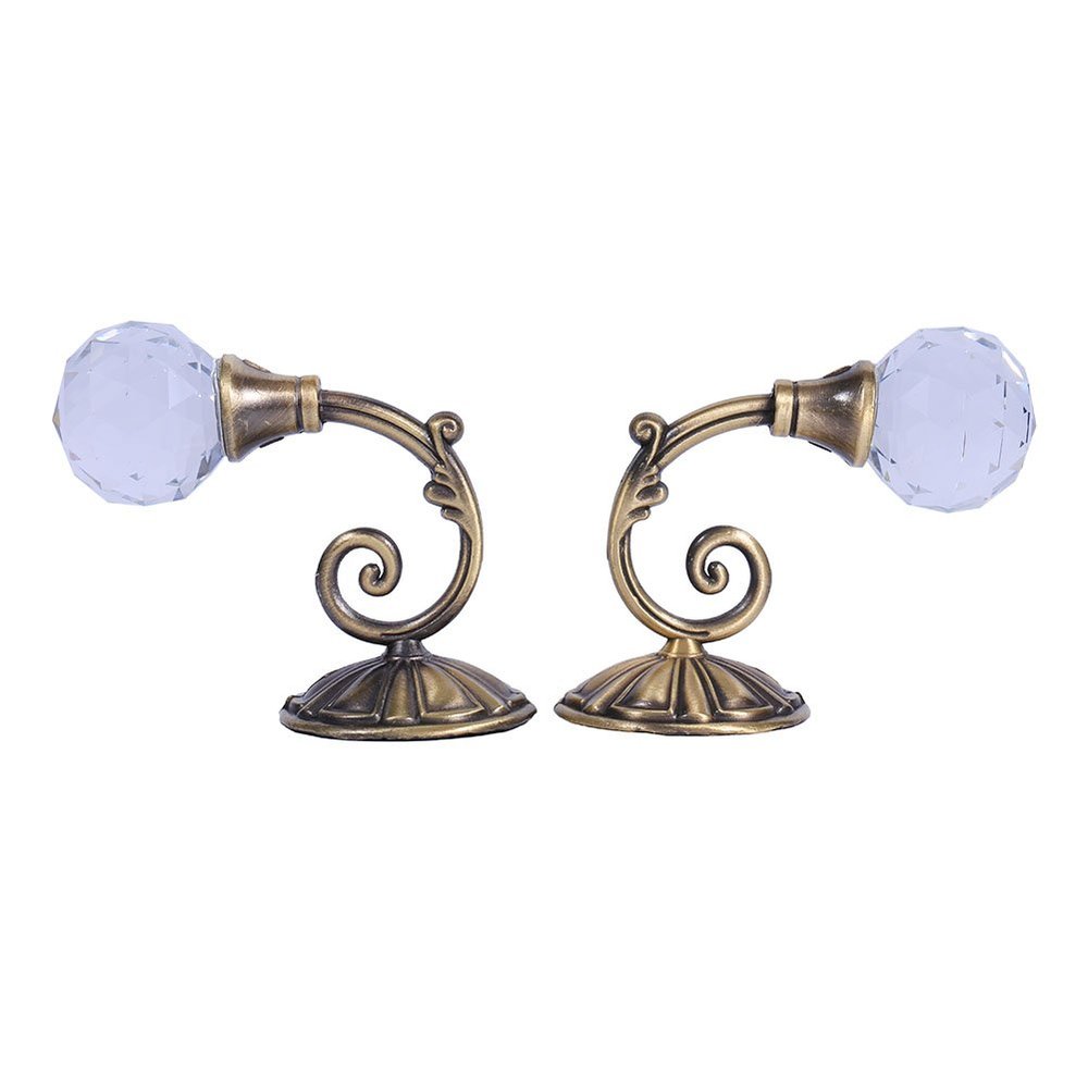 Gsycle Curtain Holdbacks, 2PCS Curtain Hooks Drapery Holdbacks Curtain Holder Crystal Wall Hooks Wall Hooks for Curtains for Home(Dark Bronze)