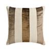 Fabric Mart Direct Striped Decorative Throw Pillow Covers 14" x 14" | Modern Velvet Cushion Cover | Patchwork Brown Pillowcases for Couch, Sofa, Bed, or Living Room - Velvet Band Choco view 1