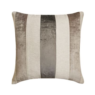 Fabric Mart Direct Striped Decorative Throw Pillow Covers 12" x 12" | Modern Velvet Cushion Cover | Patchwork Grey Pillowcases for Couch, Sofa, Bed, or Living Room - Velvet Band Grey