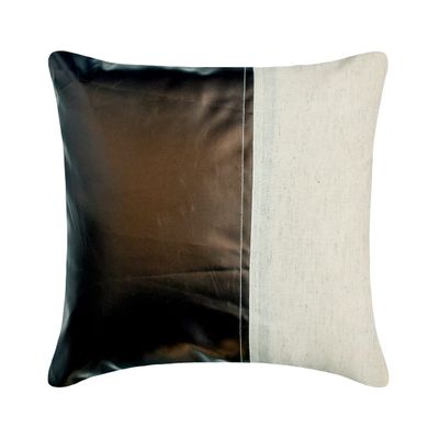Fabric Mart Direct Pillow Covers, Decorative Pillow Covers 20x20 inch (50x50 cm) Brown, Faux Leather Throw Pillow Covers, Handmade Pillow Covers, Patchwork Pillow Cover - Better Half Choco