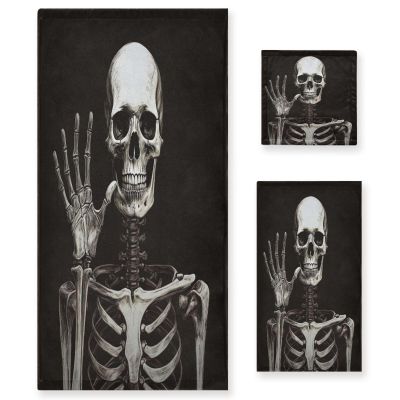 xigua Funny Skull Towels Absorbent Bath Towels Set Soft & Comfortable Towel Set for Home Hotel Decor, 3 Piece