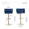 ECHINGLE Blue Velvet Bar Stools Set of 6 - Modern Adjustable Swivel Counter Height Chairs with Woven Back, Gold Metal Leg & Base Bar Chair for Kitchen Island, Dining, Cafe, Pub view 3
