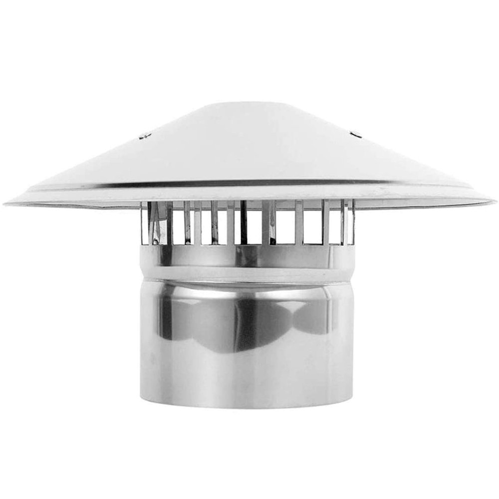 Chimney Cowl Cap,Stainless Steel Anti Downdraught Bird Guard Top, Rain and Snow Fuel Tube Umbrella Cover Pot, Flue Protector for 75-200mm/7.9Inch Pipefit,160mm/6.3Inch