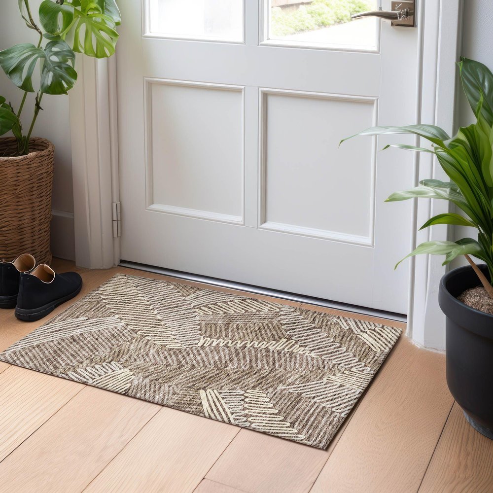 Addison Rugs Chantille ACN904 Brown 1'8" x 2'6" Indoor/Outdoor, Machine Washable, Easy Clean, Non Shedding, Bedroom, Living Room, Dining Room, Kitchen, Patio Rug