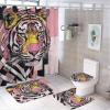 ZGDPBYF 3 Piece Bathroom Rugs Set, Animal Tiger Non-Slip Soft Bath Mat Set, Psychedelic Geometric Splicing Tiger Bathroom Mat, Living Room Bedroom Mat, Machine Washable, Dries Quickly, view 2