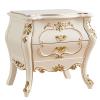 ASWAD Modern Bedside Tables Contemporary Vintage White Nightstand with Double Drawer Locker Beautifully Carved Bedroom Nightstand 23.6"" Tall Bedroom Night Stand view 1