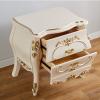 ASWAD Modern Bedside Tables Contemporary Vintage White Nightstand with Double Drawer Locker Beautifully Carved Bedroom Nightstand 23.6"" Tall Bedroom Night Stand view 2