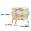 ASWAD Modern Bedside Tables Contemporary Vintage White Nightstand with Double Drawer Locker Beautifully Carved Bedroom Nightstand 23.6"" Tall Bedroom Night Stand view 3