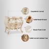 ASWAD Modern Bedside Tables Contemporary Vintage White Nightstand with Double Drawer Locker Beautifully Carved Bedroom Nightstand 23.6"" Tall Bedroom Night Stand view 4