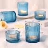 NITIME 10pcs Ribbed Blue Votive Candle Holders, Assorted Tea Light Candle Holder Glass, Blue Candle Holders for Table Centerpiece, Wedding Table Settings and Party Decorations view 2