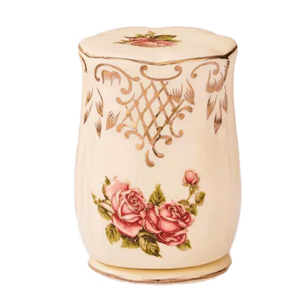 Fashion Ceramics Toothpick Holder with Lid Toothpick Dispenser Luxury Toothpicks Container Beige Toothpick Holder Dispenser Chic
