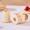 Fashion Ceramics Toothpick Holder with Lid Toothpick Dispenser Luxury Toothpicks Container Beige Toothpick Holder Dispenser Chic view 3