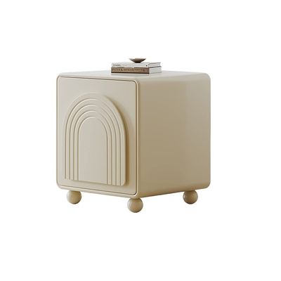 ASWAD Modern Bedside Tables Indoor Square Cream Style Nightstand with 2 Drawers Nightstand Bedroom Storage Cabinet Living Room Sofa Side Table Bedroom Night Stand, 40*40*48cm