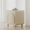 ASWAD Modern Bedside Tables Indoor Square Cream Style Nightstand with 2 Drawers Nightstand Bedroom Storage Cabinet Living Room Sofa Side Table Bedroom Night Stand, 40*40*48cm view 2