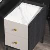 ASWAD Modern Bedside Tables Bedside Ultra-Narrow Mini Storage Cabinet Bedside Table Side Table Marble Slate Bedside Table Bedroom Bedroom Locker Bedroom Night Stand (Size : S-9.8 inch) view 4