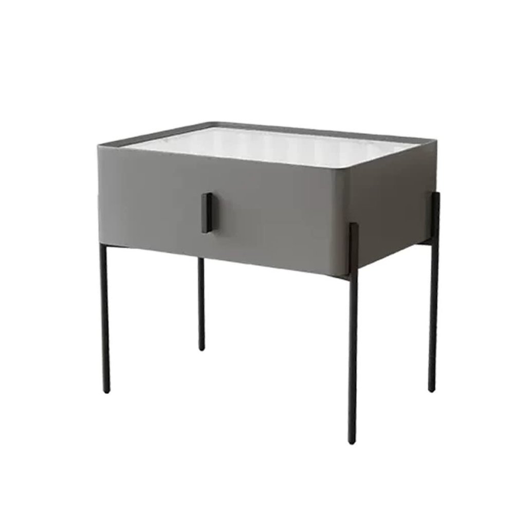 ASWAD Modern Bedside Tables Modern Creative Bedside Table Minimalist Style Bedside Cabinet Slate Bedroom Storage Cabinet Living Room Side Table Bedroom Night Stand