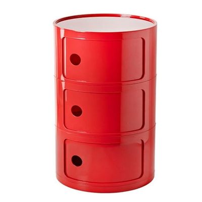 TPTBON Versatile Stackable Nightstand, Plastic Bathroom Storage Cabinet, Round Side Table with Removable Layers, Night Stand End Table for Bathroom, Livingroom, Kitchen(Red,3 Tier)