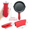 4 Pcs Non-Slip Silicone Hot Handle Holder & Assist Grips, Potholder for Cast Iron Skillets, Heat Resistant Handle Cover Sleeve for Frying Pans, Casserole, Cookware Handles, Red view 2