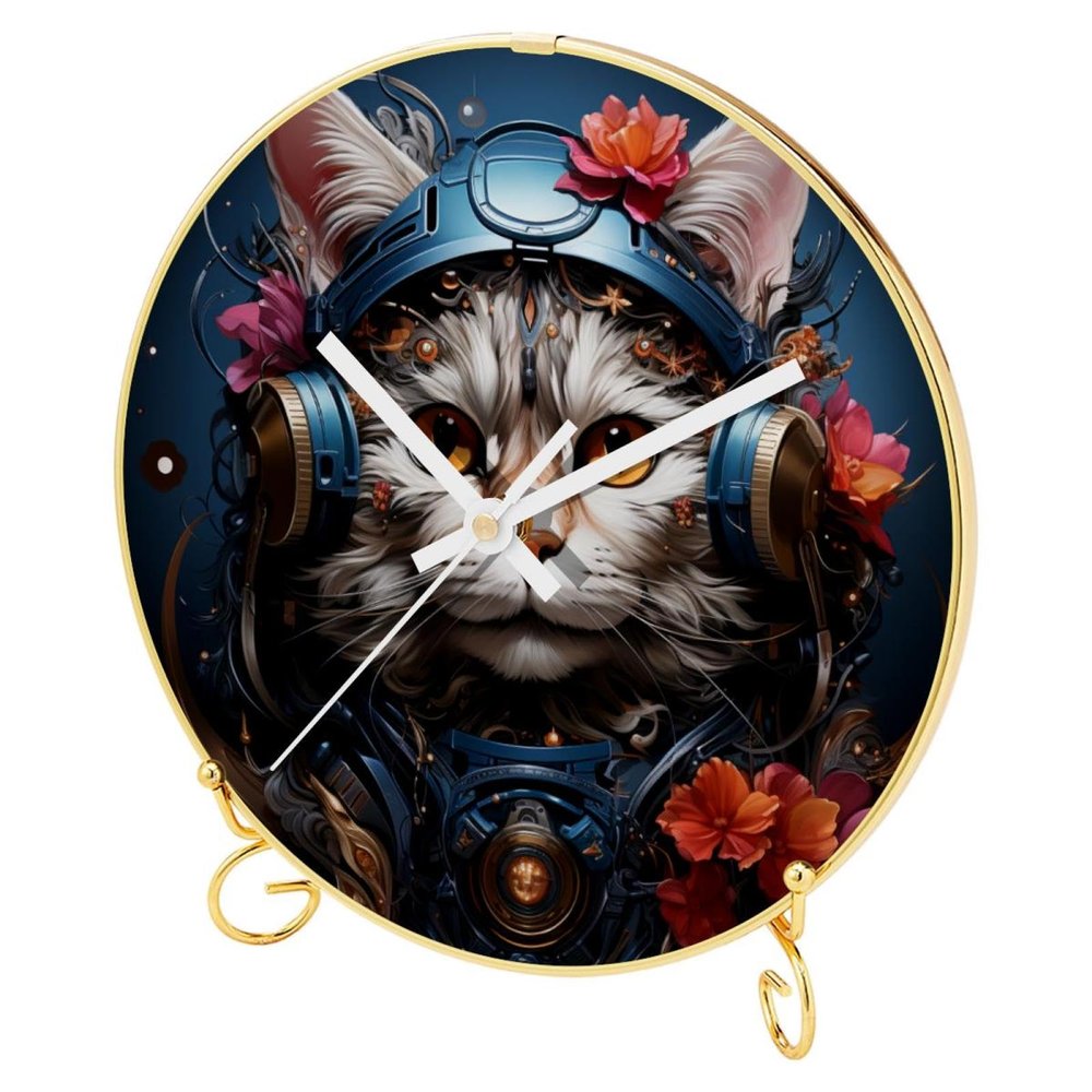 EITACHUL Cat People Stylish Round Wall Clocks with Printed Design, Hooks, and Gold Stand Silent, Non-Ticking Timepieces for Any Room Dcor!