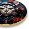 EITACHUL Cat People Stylish Round Wall Clocks with Printed Design, Hooks, and Gold Stand  Silent, Non-Ticking Timepieces for Any Room Dcor! view 2