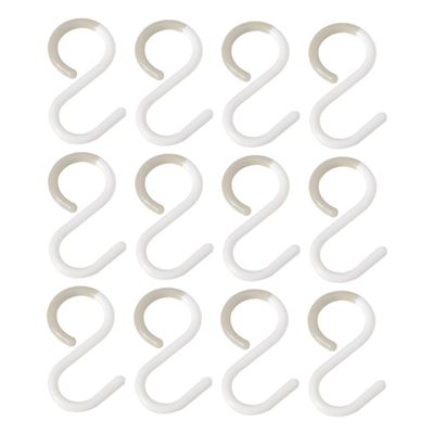 HOLIDYOYO 12pcs White PP S-Shaped Hooks for Keys and Towels Storage