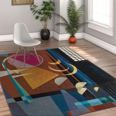 Colorful Unique Area Rug Vintage Art Aesthetic Decor Abstract Geometric Pattern No-Slip Carpet for Condo Bedroom Floor Rugs 2' x 3'