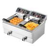 ROVSUN 24.9QT Electric Deep Fryer with Baskets, Timer Drains & Lids, 3400W Commercial Deep Fryer, Dual Tank Kitchen Countertop Frying Machine, Adjustable Temperature for Home Restaurant view 1