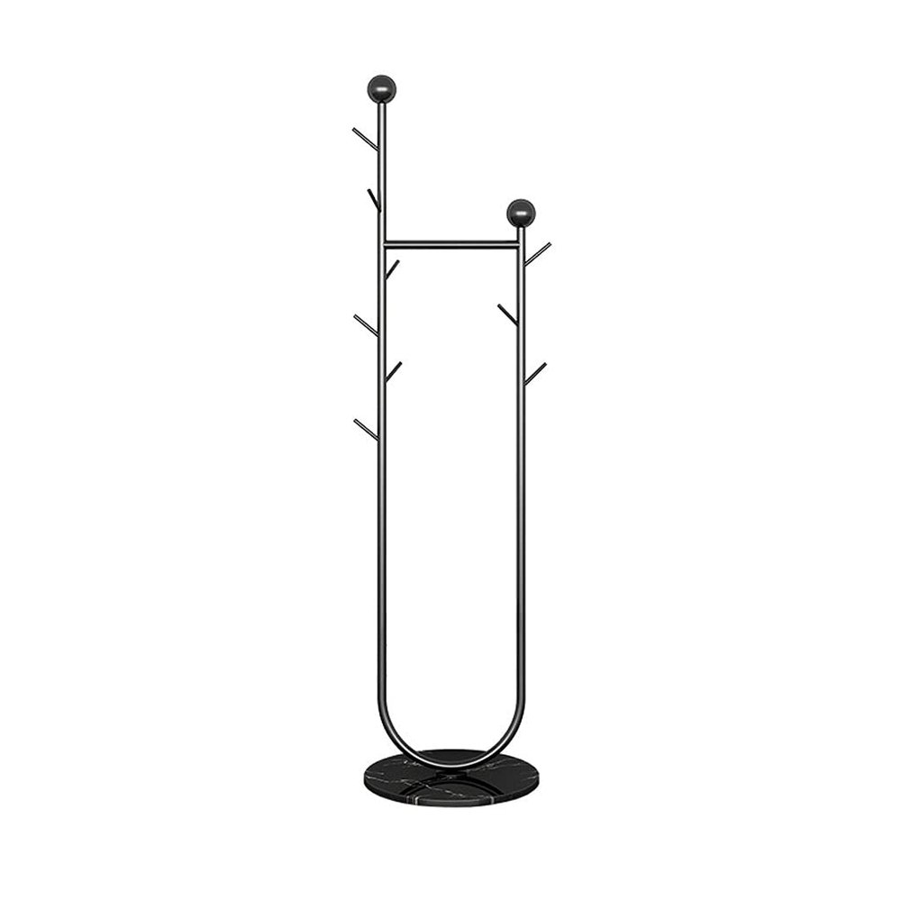 VIRIVI Freestanding Clothes Racks Marble Base Coat Rack with Metal Pipe Stable Clothing Hanger Easy Assembly (Black Black Base)