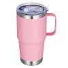 Abbrevi 20 oz Stainless Steel Tumbler with Handle Metal Insulated Coffee Travel Mug with Handle Double Wall Tumbler Cup with Handle and Lid, Pink 1 Pack view 1