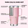 Abbrevi 20 oz Stainless Steel Tumbler with Handle Metal Insulated Coffee Travel Mug with Handle Double Wall Tumbler Cup with Handle and Lid, Pink 1 Pack view 2
