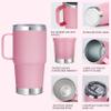Abbrevi 20 oz Stainless Steel Tumbler with Handle Metal Insulated Coffee Travel Mug with Handle Double Wall Tumbler Cup with Handle and Lid, Pink 1 Pack view 3