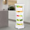 Oiveinya Rotatable Storage Rack,5-Tiers Rotating Storage Shelves Basket Rack Adjustable Height Fruit Basket Shelf with Wheels,Rotatable Storage Shelf for Kitchen Bathroom Bedroom Laundry Room view 3