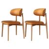 CraftThink Dining Chair, Modern Glam Fabric Upholstered Side Chair with Wood Leg and Open Back for Living Dining Room, 2 Pieces Wood-Orange view 1