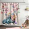 Easter Shower Curtain with Truck, Eggs, Butterfly, Flower, Pink Cherry Blossom for Bathroom Decor - Spring Bath Curtains Set, Fabric, Waterproof, Extra Long 72" X 78" view 4