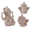 1pcs Ganesha Sandstone Buddha Statue, 5.12inch Elephant Seated Sculpture, Vintage Hand Carved Religious Buddha Figurines, Blessing Statue Ornament view 4