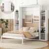 VilroCaz Full Size Murphy Bed Wall Bed with 2 Bookshelf, Traditional Solid Wood Murphy Bed Chest Cabinet Bed with Mattress Holder, Stowable Mattress, Space-Saving Design (White-fu) view 1