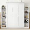 VilroCaz Full Size Murphy Bed Wall Bed with 2 Bookshelf, Traditional Solid Wood Murphy Bed Chest Cabinet Bed with Mattress Holder, Stowable Mattress, Space-Saving Design (White-fu) view 3