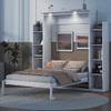 VilroCaz Full Size Murphy Bed Wall Bed with 2 Bookshelf, Traditional Solid Wood Murphy Bed Chest Cabinet Bed with Mattress Holder, Stowable Mattress, Space-Saving Design (White-fu) view 4