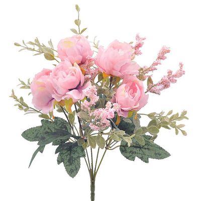 10PCS Artificial Rose Flower Bouquets, Multiple Blossom Roses Heads and Buds Silk Fake Flower Bouquet for Home Office Wedding Decor, Floral Arrangement,Peony-1
