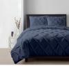 Saferay Green Luxury Steel Blue Pinch Pleated Pintuck Duvet Cover Set Oversized King - 120x98 Size Egyptian Cotton Luxury Soft & Breathable Comforter Cover with Corner Ties & Zipper Closure view 1
